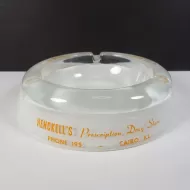 Hecknells Prescription Drug Store Vintage Glass Ashtray