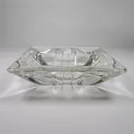 Square Clear Glass Vintage Ashtray with Rounded Bars