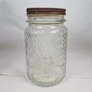 Jumbo Peanut Butter Vintage Embossed Clear Glass Jar