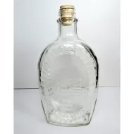 Log Cabin with Flag Flask 1976 Pancake Syrup Bottle