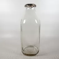 City Creamery Vintage Clear Glass Quart Milk Bottle