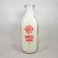 Thiele Dairy Vintage ACL Glass Quart Milk Bottle