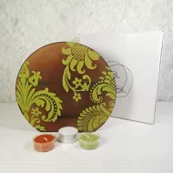 Brown Glass Lime Accents Roundtop Tealight Candle Holder