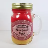 Strawberries and Cream Scented Candle in Large Glass Mug