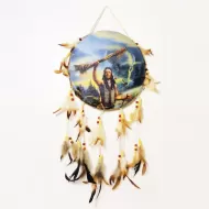 Indian Raising a Ceremonial Stick Drum Style Dream Catcher