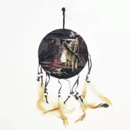 Lone Wolf Howling in Storm Indian Faces Dreamcatcher