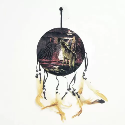 Lone Wolf Howling in Storm Indian Faces Dreamcatcher