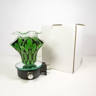 Green Ovals on Black Plug In Electric Oil Warmer