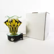 Yellow Ovals on Black Plug In Electric Oil Warmer