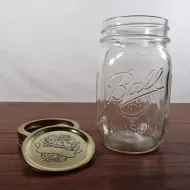Ball Mason Jar with Measuring Marks and Gold Metal Lid