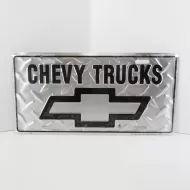Chevy Trucks Novelty License Plate Sign Silver Black