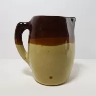 Old Stoneware Pitcher with Three Color Glaze Design