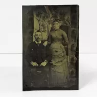 Antique Tintype Photo Man and Woman