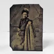 Antique Tintype Photo Little Girl Standing on a Chair