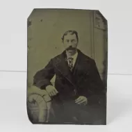 Antique Tintype Photo Man with a Caterpillar Mustache