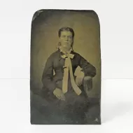 Antique Tintype Photo Woman with Slicked Back Hair
