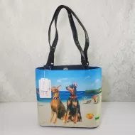 Doberman Pinschers on the Beach Shoulder Tote Bag