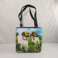 Jack Russell Terriers in a Farm Field Shoulder Tote Bag