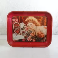 The Girl with Roses Metal Coke Tray with Wall Hanger