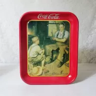 Village Blacksmith 1987 Vintage Coca Cola Metal Tray
