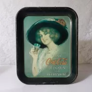 Gibson Girl with Big Hat Vintage Metal Coke Tray